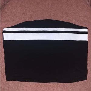 black tube top with white stripes